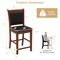 Upholstered Counter Stool Set of 2 with Solid Rubber Wood Frame-Brown